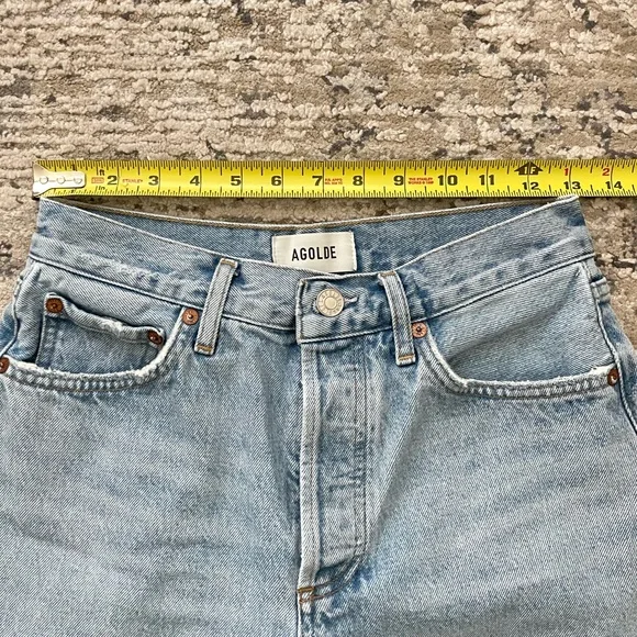 AGOLDE Dame High Waist Mid Length Relaxed Baggy Denim Shorts Size 25 - Picture 8 of 10